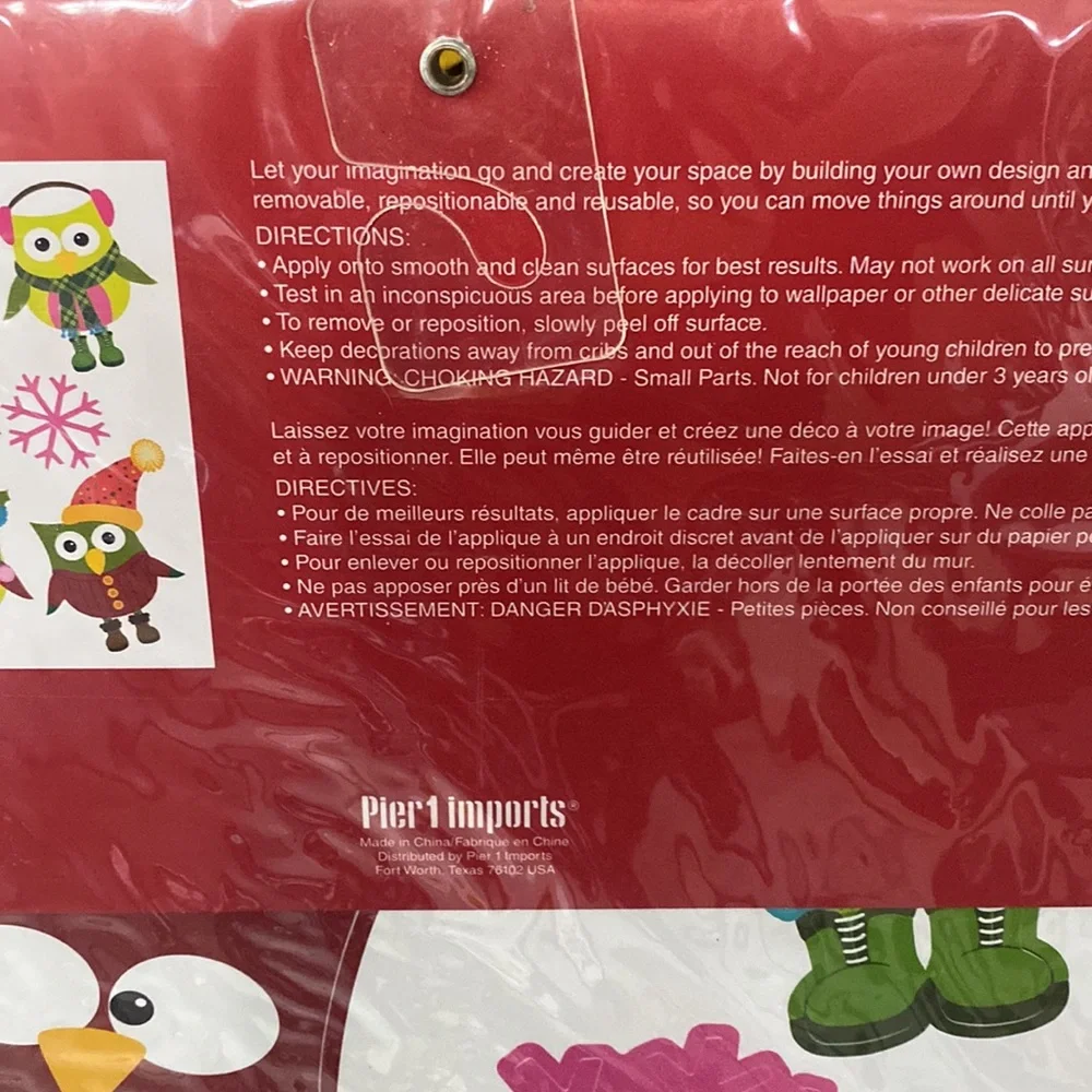 NWT Pier 1 Peel and Stick Holiday Owls Decor 25 Pcs SKU 2637265
